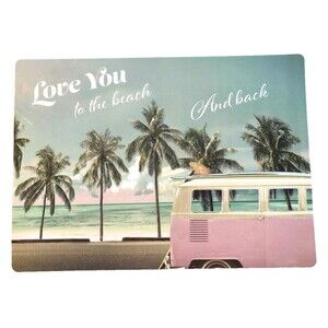 Pink Hippie Bus Placemats Love You to The Beach and Back Foam Back Set of 4